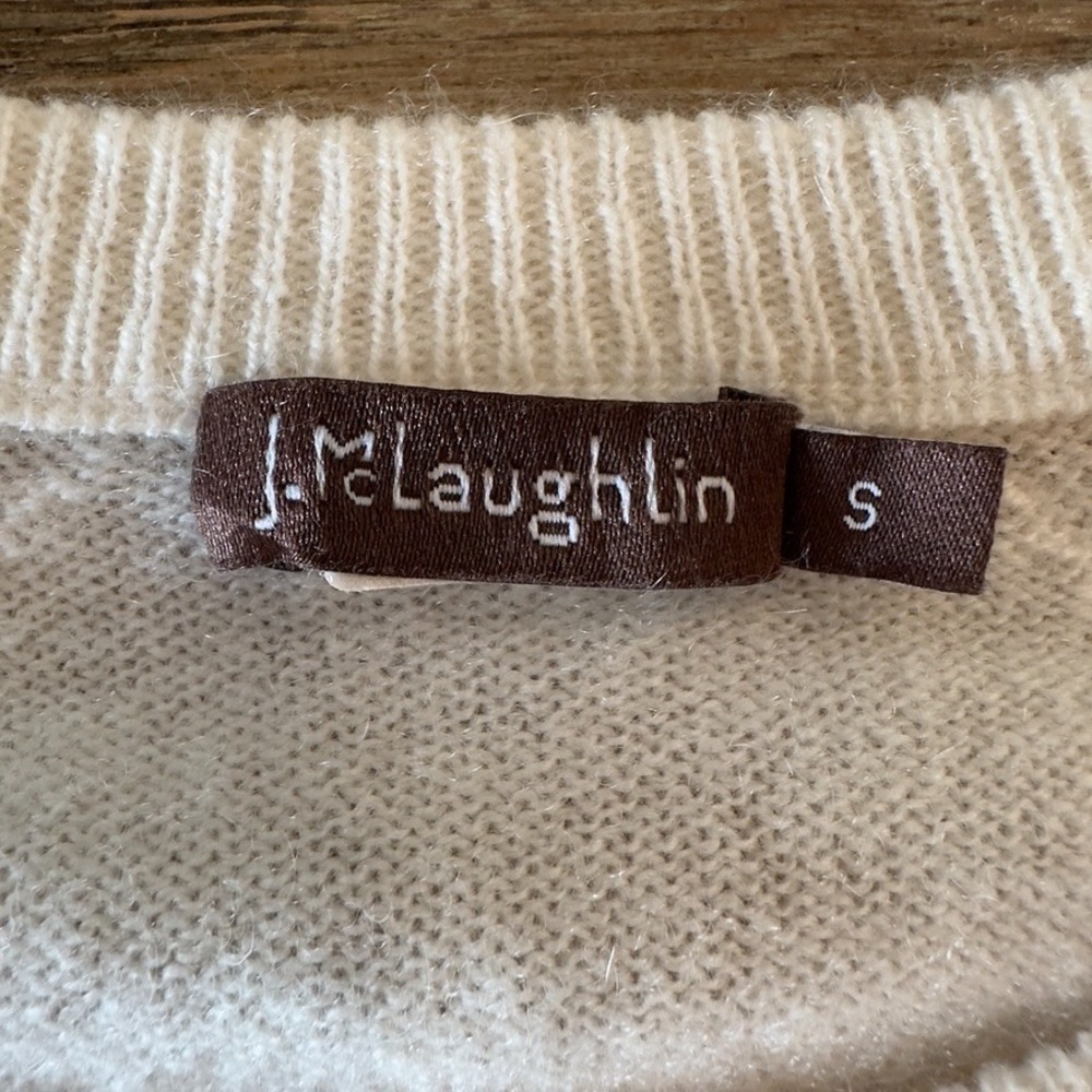 J Mclaughlin 100% Cashmere Wool Crew Neck Pullover Knit Sweater-Ivory-Size Small - Picture 3 of 13